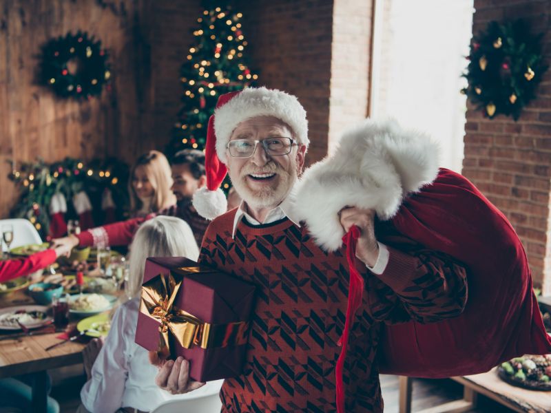 elderly man enjoying the holiday season