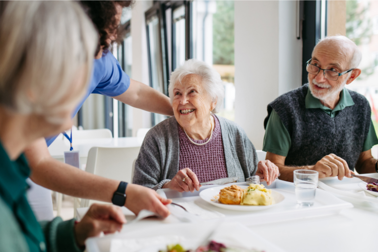 seniors receiving care with a professional